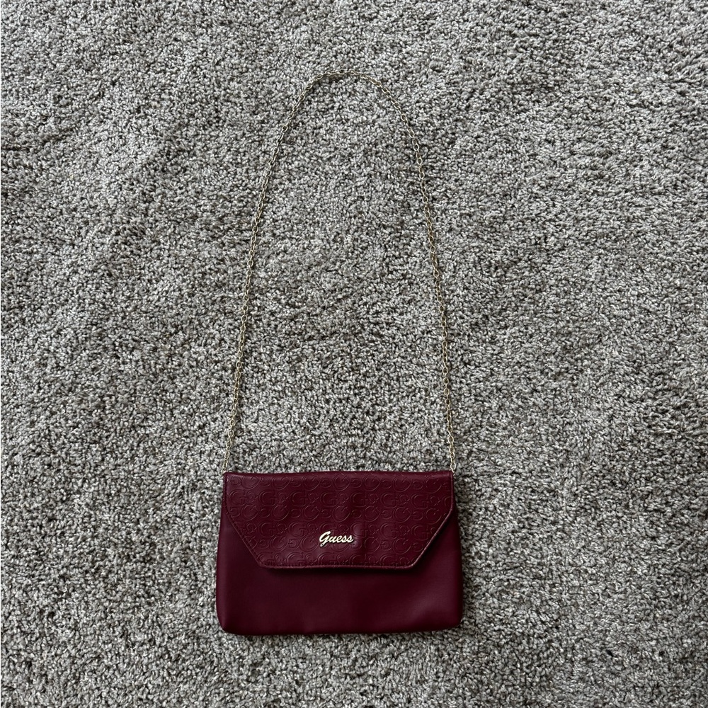 Guess Burgundy Chain Shoulder Bag